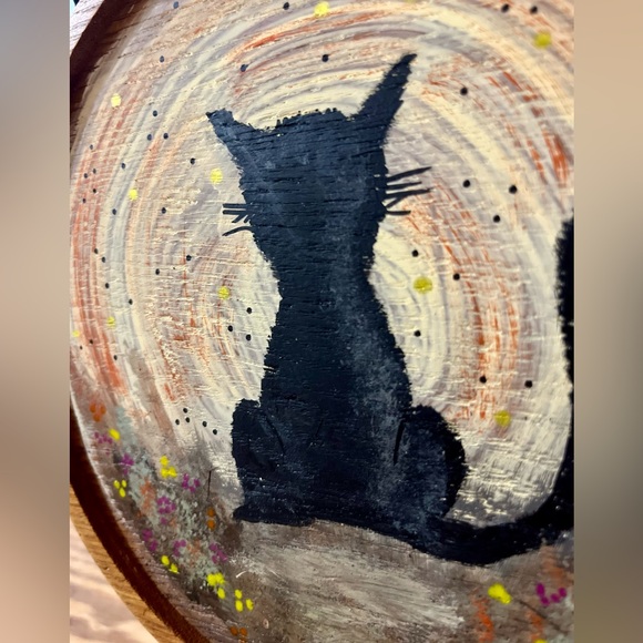 OOAK Original Artwork - Black Cat Full Moon - Halloween Painting - Cat Familiar - Picture 3 of 7